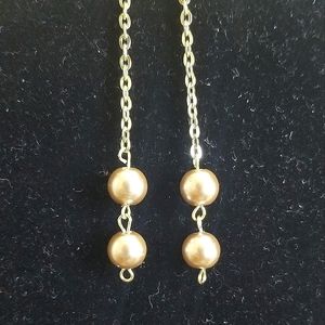 Closet Cleanout! Champagne "Drop The Ball" Glass Bead Chain Earrings